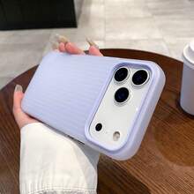 適用於 iPhone 17/17 Pro/17 Pro Max/16/15/14/13/12/11 系列手機殼，1件 Ins 風 2合1 磨砂波浪紋手機殼，全包覆防震手機保護殼，17 Pro Max Apple 手機殼，時尚防震全包覆手機殼 - 淡紫色 - 查看 5