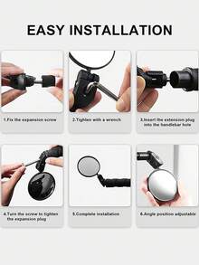 2pcs Bar End Bicycle Mirrors For Handlebars Adjustable Cycling Lightweight Rear View Mirrors For Mountain Road Bikes - Black - View 7