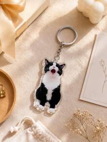 1PC Custom Pet Photo Acrylic Keychain, Personalized Dog Portrait Bag Charm, Cute Memorial Gift, Backpack Pendant, Pet Lover Accessory - Multicolor 2 - View 4