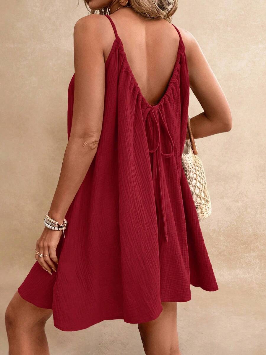 Women Short Dresses - 紅色 - 查看 1