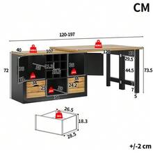 Mesa de comedor extensible tipo isla de cocina, mesa de comedor multifuncional con aparador, superficie de mesa giratoria 360°, mesa de cocina extensible con gran capacidad de almacenamiento, mueble de pared para sala de estar, negro - Ver 2