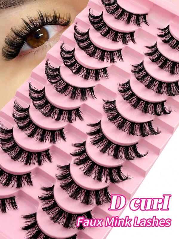 Brand New 10 Pairs 3D DD Curled False Eyelashes, 17mm Fluffy Eyelashes, Natural 5D False Eyelashes, Makeup Tools, False Eyelashes, Eyelashes, False Eyelashes