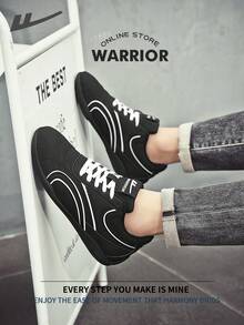 Giày board nam Warrior phong cách tối giản thoải mái, sneaker casual thanh lịch, bền bỉ, phù hợp đi cả ngày, dùng cho tập luyện và chạy bộ, phù hợp xuân hè và quanh năm - màu đen - Xem 8