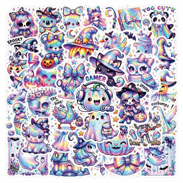 50 Pcs Pastel Kawaii Witch Stickers For Journal, Phone Case, Cup, Laptop, Scrapbook Ins Aesthetic Scrapbook Stickers