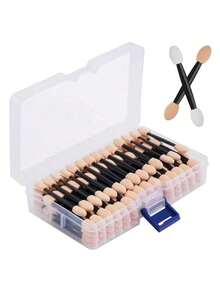 200/100/50pcs Dual-Ended Sponge Nail Art Brushes, Gradient Nail Art Sponge Applicators - Black - View 1