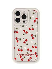 1 Personalized Pure White Cherry Pattern Anti Fall All Inclusive Phone Case Soft Shell Compatible With IPhone 11/12/13/14/15/16 Plus/16 Pro/16 Pro Max/S26/S26 Ultra/S25/S25 Ultra/S25 Plus/S23/S24/ 9 Pro XL/ 8/9/10a The Model Is Suitable As A Gift For Friends - White - View 9