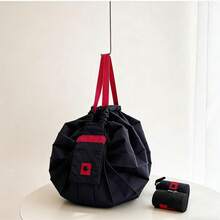 1pc New Foldable Shopping Bag, Accordion Pleated Quick-Fold Storage Lightweight Portable Nylon Bag - Multicolor - View 3