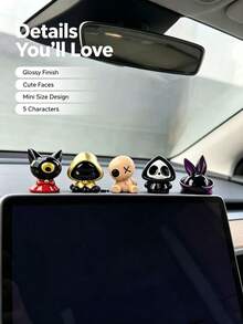 Dark Style Ghost Plush Black Cat Car Dashboard Ornament, Quirky Skeleton Rabbit Interior Decor, Cool Dark Aesthetic Combination Car Accessories, One-Eyed Black Cat Plush Doll Car Dashboard Ornament - Ghost Skeleton Cat - View 8