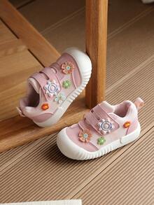 1 Pair Baby Girl Soft Sole Walking Shoes, Spring/Summer Cartoon Closed-Toe Shoes - Pink - View 3