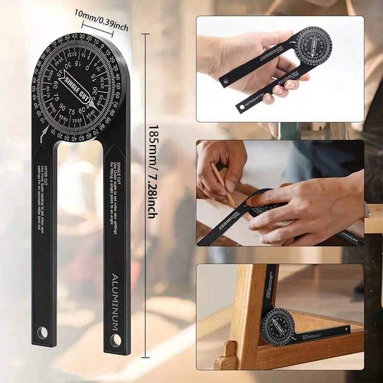 1件 360°可調式斜切鋸量角器，精密角度尋找測量工具，專業木工角度量規尺，適用於桌鋸、踢腳板、皇冠飾條與修飾切割項目的精確角角度測量儀器 - A - 查看 7