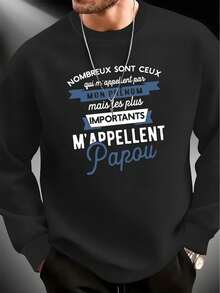 Fashionable Casual Sports Simple Printed Soft And Comfortable Crew Neck Sweatshirt - 黑色 - 查看 7