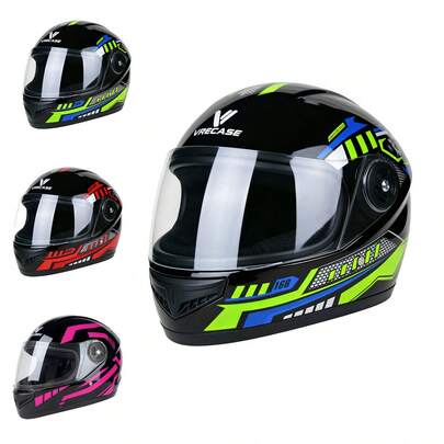 VRECASE Rally Helmet, A Rally Motorcycle Helmet With A Durable Shell, Unisex, Suitable For All Seasons, Matte Black. Lightweight Breathable Motorcycle Helmet With HD Anti-Fog Lens, Off-Road Motocross Bicycle Scooter Helmet, Protects Women And Men Adults.