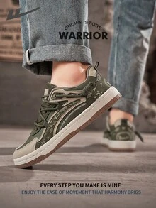 Warrior Men's Board ShoesSpring And SummerComfortable Modest Style Casual Yet Sleek Sneakers Applicable Throughout The Year Wear-Resisting All-Day Wear Training Sneakers Running Shoes - Army Green/Apricot - View 4
