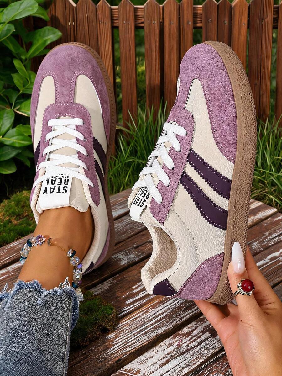 NOBLEARL 1 Pair Casual Sneakers, Lace-Up Soft Sole Comfortable Student Shoes, Versatile