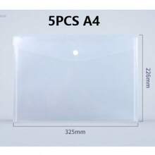 10/20Pcs Thickened Transparent Plastic Snap Button File Folder, Waterproof Reusable A4/A5 Document Envelope Bags, Back To School Stationery For Student Teacher Office Worker Lawyer Home Library Business Use - Transparent - View 10