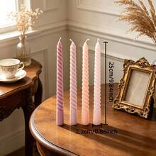 1/4pcs Nordic Style Spiral Tapered Candles, 0.86*9.84 Inches, 4 Colors Available, Suitable For Home Decor, Wedding Arrangement, Excellent Gift Choice, Tabletop Decoration, Gift For Women - Multiple Styles - View 15