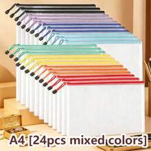 6/24pcs Colorful Waterproof Zipper Storage Bags A4/A5/A6, Multi-Purpose Stationery Office Supplies Board Game Cosmetics Storage Bags, Suitable For Travel, School, Office Supplies, Back To School Supplies, School Essentials, Meeting Documents Invoice Storage, Perfect For Back To School, Mother's Day, Father's Day, Teacher's Day, Nurse's Day Gifts - Multicolor - View 8