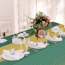 Irenare Tablecloth And Sequin Table Runner Set Polka Dots Confetti Table Cover Dining Plastic Tablecloths Glitter Decorations For Birthday Wedding - ColorF - View 4