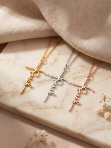 Personalized Cross Necklace, Customized Faith Jewelry, Engraved Gift For Women, Personalized Name Necklace, Simple Halloween Gift, Customized Religious Gift, Suitable For Daily Wear And Gatherings - Multicolor - View 5