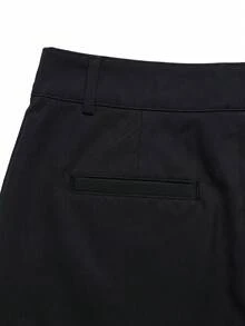 YROOE Women's All Season Casual Minimalist Retro Solid Color Low Waist Shorts Black - Black - View 3
