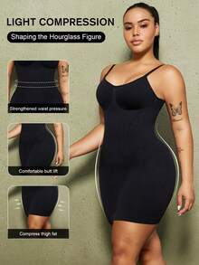 1pc Plus Size Women's Seamless Shapewear Dress With Tummy Control And Butt Lift PAUKEE Shapewear For Dress, Postpartum Clothes - Black - View 3