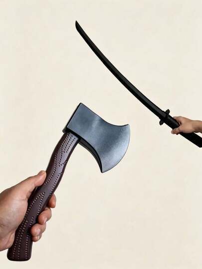 2pcs Fire Axe With Black Telescopic Samurai Sword, Suitable For (Holiday Photos, Halloween Costume Props, Party Performance Props)