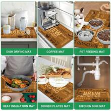 1pc Vintage Coffee English Text Pattern Diatomaceous Earth Kitchen Drain Mat, Quick-Drying Non-Slip Coffee Machine Mat And Dish Drying Pad, Suitable For Kitchen Countertop And Holiday Home Decor - Multicolor - View 7