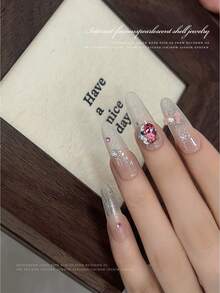 4Pcs Flashing K9 Rhinestone Nail Art Decor, Bottomless Crystal Ball Style, Clear White Pigeon Egg Diamond - Multicolor - View 7