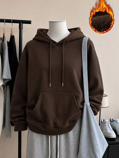 Women's Autumn/Winter New Hooded Sweatshirt, Solid Color, Minimalist American All-Match Style, Casual Daily Fashion, Versatile And Sweet, Suitable For Women's Hooded Top
