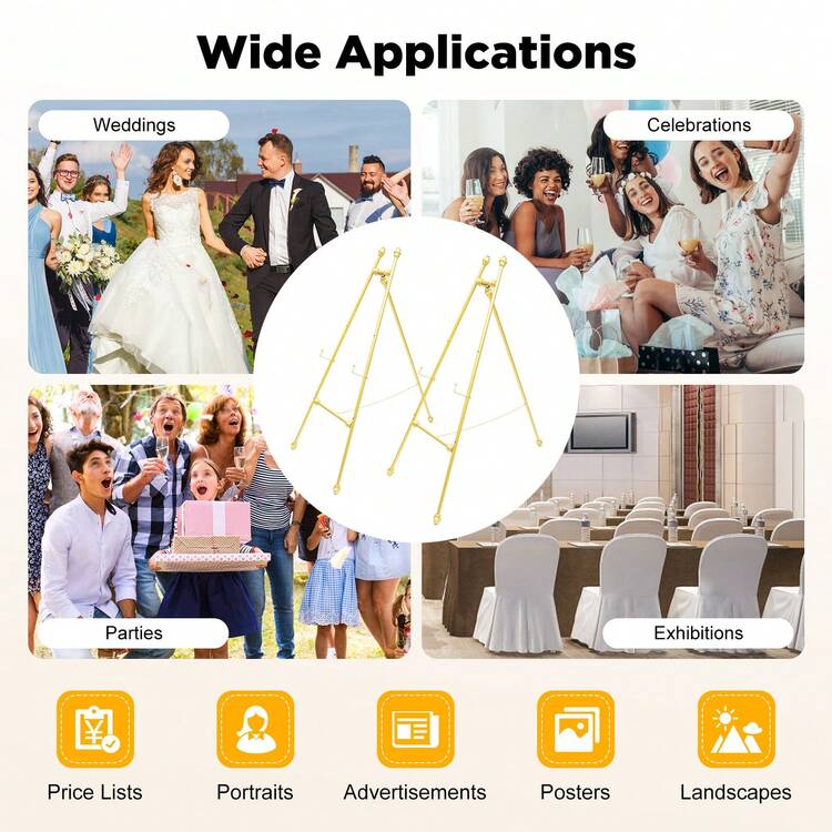 2-Pack حامل لوحة زفاف خفيف الوزن وقابل للنقل مع خطافات قابلة للتعديل، حامل إطار صور متعدد الاستخدامات للزفاف وحفل العروس والخطوبة وديكور الطاولة - 2pcs - مشاهدة 7