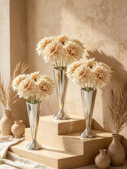 Nordic Modern Iron Dry Flower Vase, Glossy Minimalist Vase, Not For Hydroponics, Ideal For Wabi-Sabi Living Room Table Dry Flower Decor, Home Decor, Room Decoration, Parties & Holidays, Office Styling, Living Room Accents
