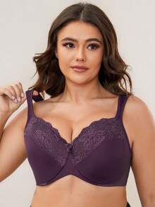 MELENECA Women's Minimizer Bra Full Coverage Plus Size Underwire Lace Comfort Cushion Strap - Purple - View 7