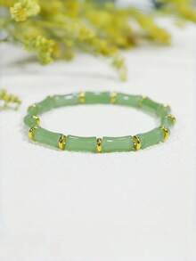 1pc New Handmade Glass Bamboo Knot Bracelet, & Exquisite, Suitable For Daily Wear And Gifting - Multicolor - View 3