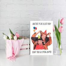 1Pc Fun Birthday Card, Humorous Celebration Note For Friends, Birthday Gift, Paper Material, With Personalized Options, Suitable For Any Recipient, Congratulations And Thanks - View 5