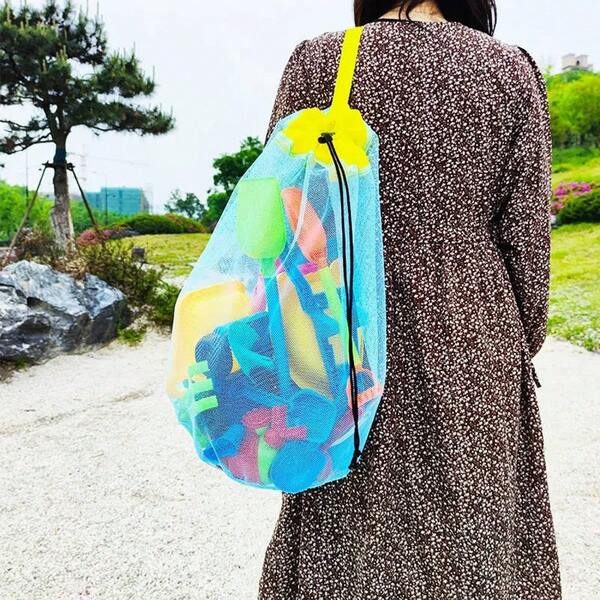 1pc New Beach Bag, Beach Tote, Water Play Mesh Bag, Beach Set, Outdoor Swimming Large Capacity Storage Bag