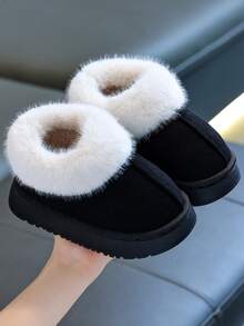 Children's Snow Boots Autumn/Winter New Style Indoor/Outdoor Wearable Fuzzy Shoes Soft Sole Fashion Minimalist - Black - View 1