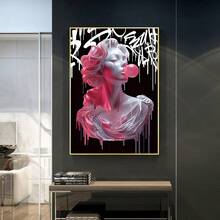 1 Stück schicker rosa Mädchen Luftballons Leinwand Wandkunst Muster, moderne flüssige Wanddekoration für Wohnzimmer Küche Poster für Zimmer, für Kunstliebhaber Heimdekoration Enthusiasten, perfektes Geschenk für Einweihungsparty, Zimmerdekoration Ästhetik, optionaler Rahmen. - Mehrfarbig - Übersicht 8