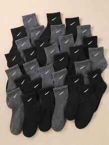 5/10/20 Pairs Random Color Crew Socks, Sporty Black Socks For Boys And School Students, Boys Socks Back To School Fall Daily Sport Outfit - Multicolor - View 2