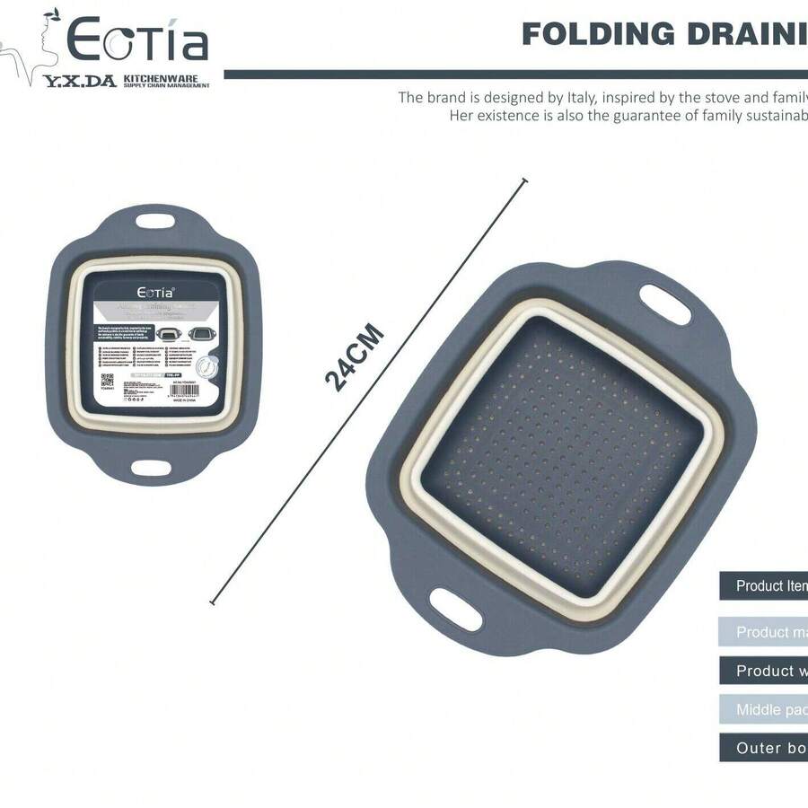 An Integrated And Extendable Water Basin Draining Basket, Suitable For Use In The Kitchen. It Can Be Folded And Retracted, Making It Convenient For Storage And Cleaning.