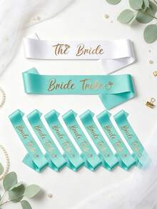 Bachelorette Party Sash Set With Veil, 11pcs & 10pcs Sash Set, Suitable For Wedding Party And Team Use, Can Be Used As Bride Gift Or Wedding Decoration, Also Suitable For Bride Gift Ceremony. Suitable For Bachelorette Party, Wedding, Bride-To-Be Outfit And Accessories - Multicolor - View 22