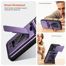 Kompatibel dengan Casing Ponsel Oppo A6 Pro/F31 5G, Casing Ponsel dengan Slot Kartu dan Penyangga, Dilengkapi Lensa Kamera Geser dan Penyangga. - Purple - View 4