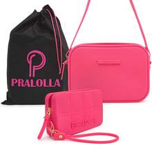 Kit Bolsa + Carteira de Pulso Emborrachada Feminina Tiracolo Transversal Crossbody - Kit Pink Smaller - Visão 2