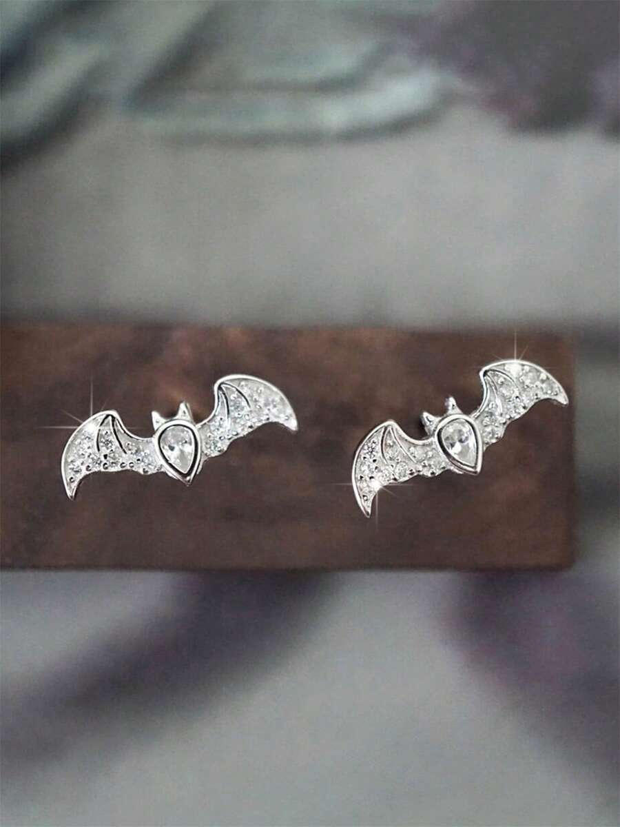 1 Pair Vintage Cubic Zirconia Stud Earrings, Women's Party Jewelry, Halloween Gift - 1# - View 1