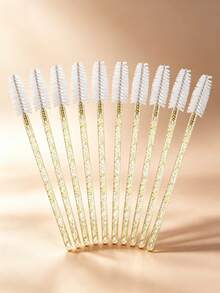 300/100/150/50/1pc Crystal Eyelash Brush Eyebrow Brush, Mascara Wand Eyelash Brush | Eyelash Extension Brush Head, Essential Eye Makeup Tool, Gold - Gold - View 2