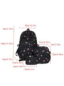 Versatile Fashion Women's Cherry Dual-Back Combination Bag Student Backpack - Black - View 7