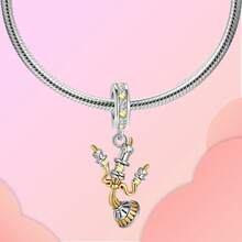 Silver-Plated Candle Shaped Pendant, Rhinestone Inlaid Gold-Plated, Pendant Bead, Suitable For Bracelet DIY, Women Jewelry - Silver - View 3