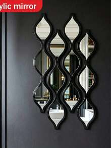 2D 12/20pcs Gold Teardrop Shaped Bathroom Mirror Set | Artistic Decorative Mirror For Bathroom, Living Room, Entryway Wall | Home Decor, Gift - Black 2pcs - View 12