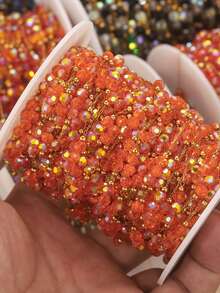 1m Stainless Steel 18K Gold Plated "Charm Color" Red Crystal Bead Necklace And Bracelet DIY Jewelry Making Kit - Chain - View 3