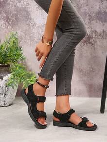 Women Cutout Slide Sandals, Minimalist Slip On Flat Mules, Casual Daily Summer Beach Slippers - Black - View 4