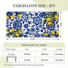 1pc Elastic Edge Tablecloth, Vibrant Lemon Pattern Stretch Tablecloth - Combination Of Fashionable Decoration And Practical Design, Outdoor Table Set, Picnic Accessory, Suitable For Indoor And Outdoor Use. - A - View 2